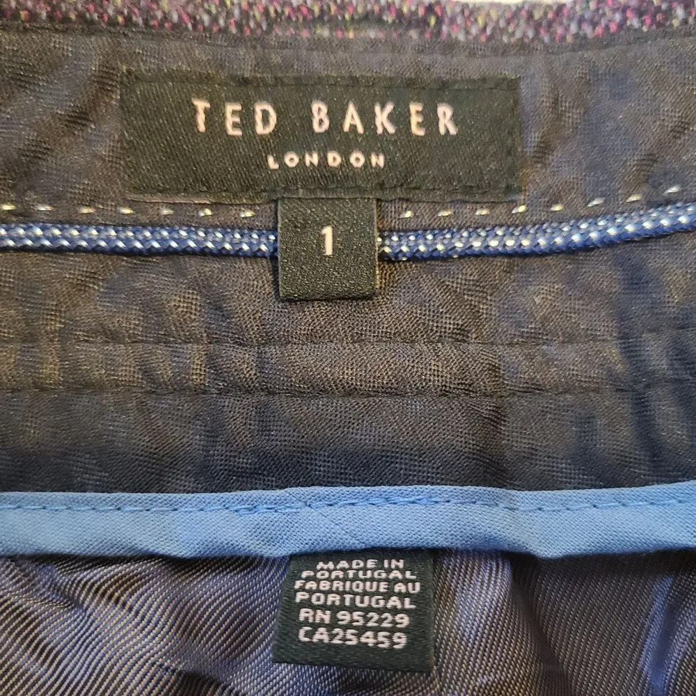 Ted Baker Purple Marled Wide Leg Bermuda Culottes, Size 4 (XS), EUC, Vintage Y2K - Picture 7 of 8